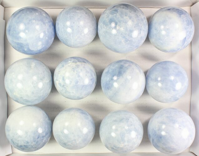 Lot: Blue Calcite Spheres - - Pieces #78045